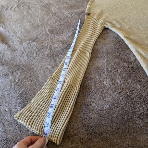 Vince Camuto Gold Metallic Lurex Sweater Women Sz S Ribbed Bell Sleeve Boat Neck - Picture 12 of 15